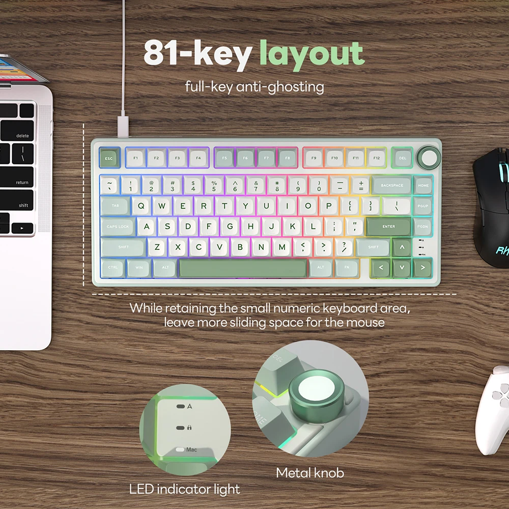 RK R75 Gasket Mount Keyboard - 75% PBT Keycaps & RGB Backlit
