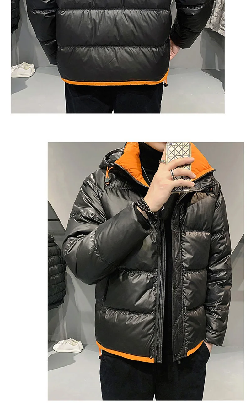 2024 Men's Winter New Light Thin White Duck Coats Male Warm Puffer Hooded Jackets Men Solid Color Down Outerwear H398_voghion.com