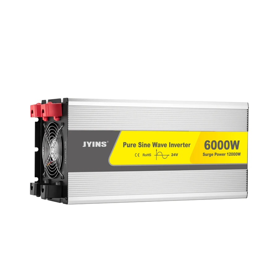 6000W Frilänsväxelriktare DC24V till AC220V Ren Sinusvåg Enfasmotvandlare Effekt 6KW