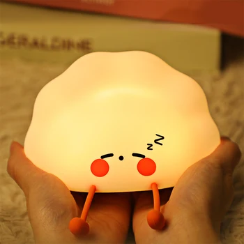 Modern Style Small Dumpling LED Night Light with Touch Control Rechargeable Power Supply for Kids Gift