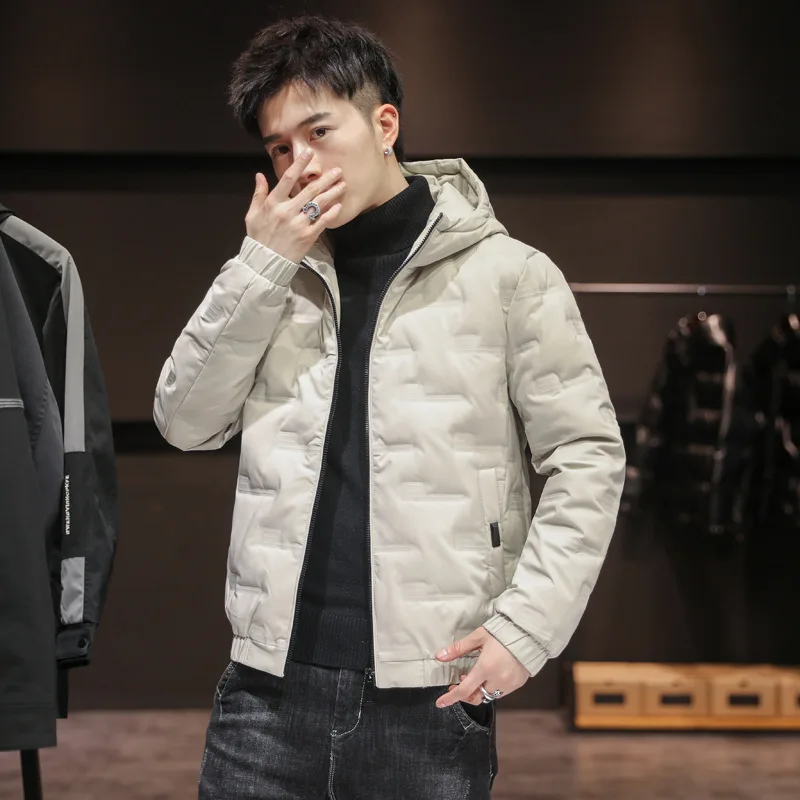 Down Coat Light Thin Hooded Long Sleeve Cardigan Fiess Soft Cotton Men Jackets_voghion.com