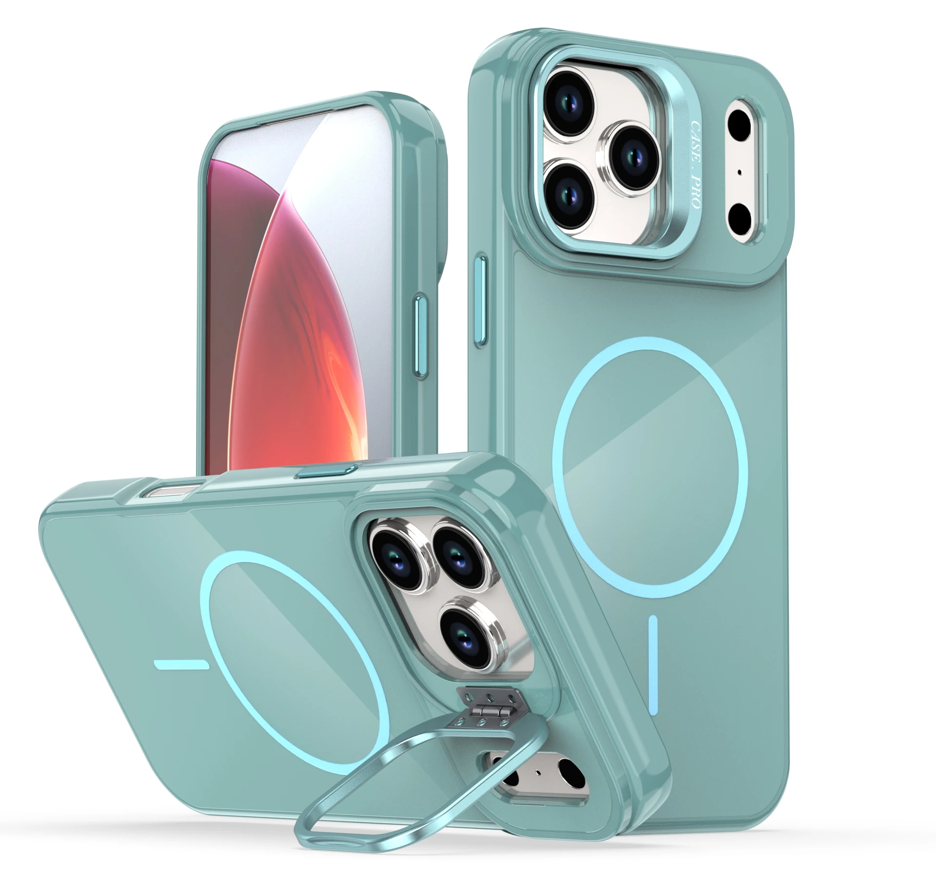 New Style Wireless Charging Magnetic Shockproof Cover Camera Stand Multi Color Translucent Phone Case for Iphone 17 Pro Max