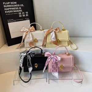 2026 Korean Cream Style Handbag Niche Design Scarf Lock Crossbody Bag