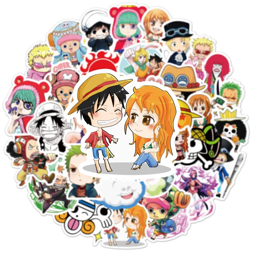 lunanana Anime One Piece Luffy Autocollants Vinyle Autocollants pour Ordinateur Portable Moto Vélo Skateboard Bagages Bumper Stickers 28pcs 
