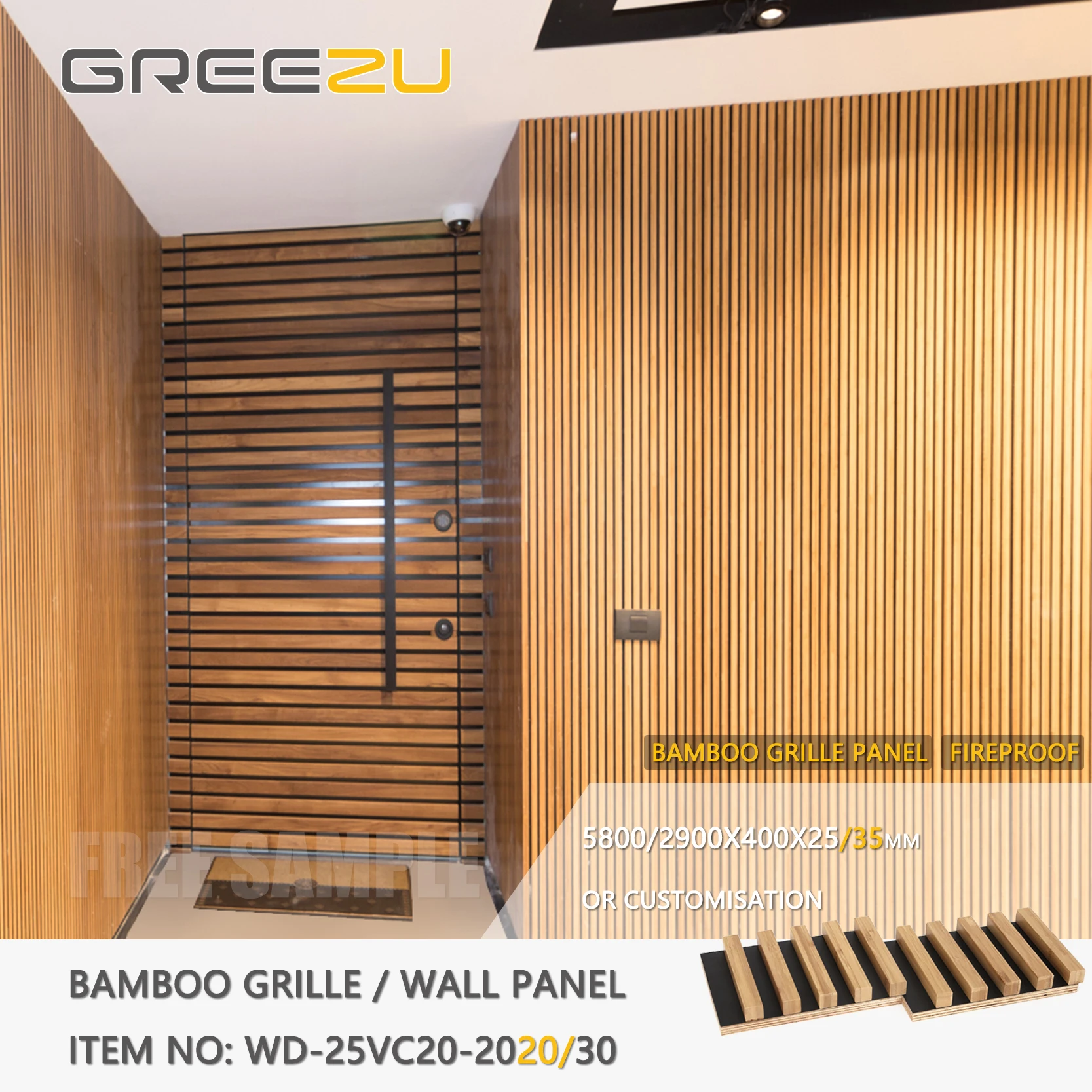 Modern Fireproof Waterproof Bamboo Wall Panels for Interior Decor