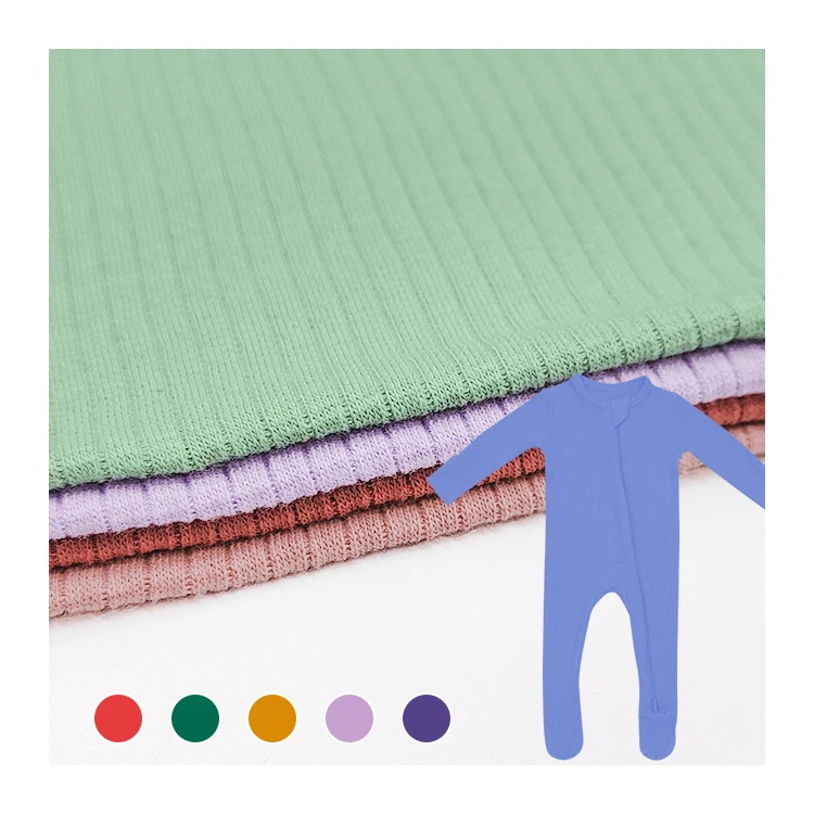 Soft Ribbed Stretchy Fabric Cotton Material, New Style Knit Cotton 5*2 Rib Fabric for Clothes/