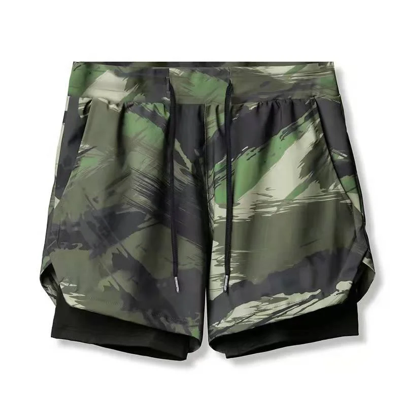 JL-0110C Quick Dry Nylon Workout Shorts Men Fitness Sports Double Layer Mesh Gym Shorts