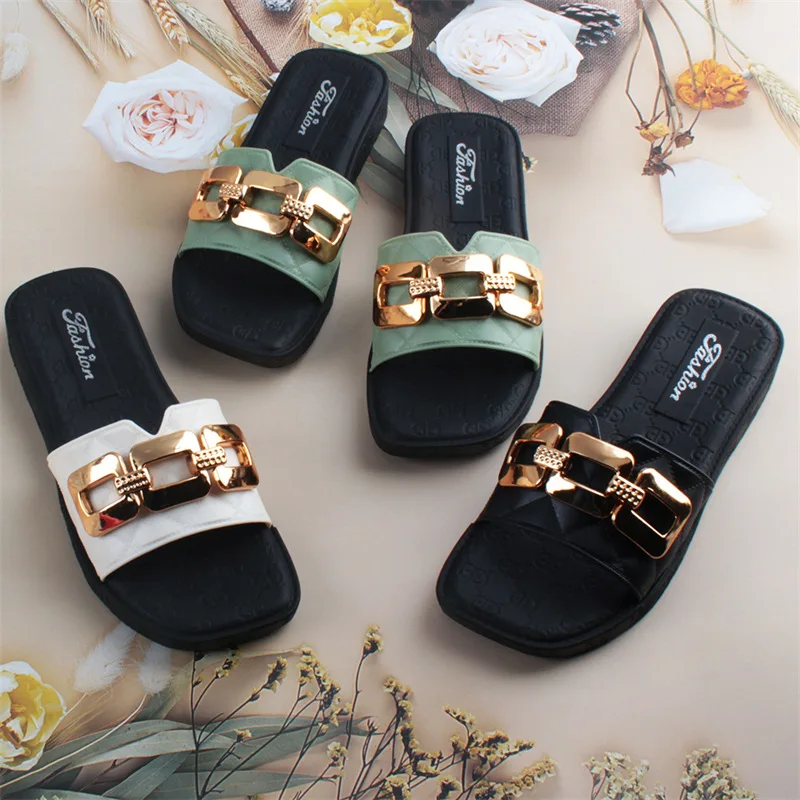 New Slippers Women's Summer Fashion Ins Chain Pvc Women's Sandals Shoes ...