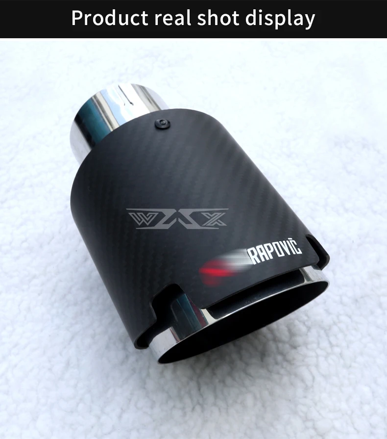 Matte Carbon Fiber Refit Single Outlet Straight Exhaust Tailpipe Car Muffler Exhaust Pipe Tail Tip Customized Logo Universal