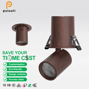 75mm Adjustable Angle 12W COB LED Recessed Downlight Spot Lights Modern Walnut Aluminum Hotels Offices Residential Warm 3000K