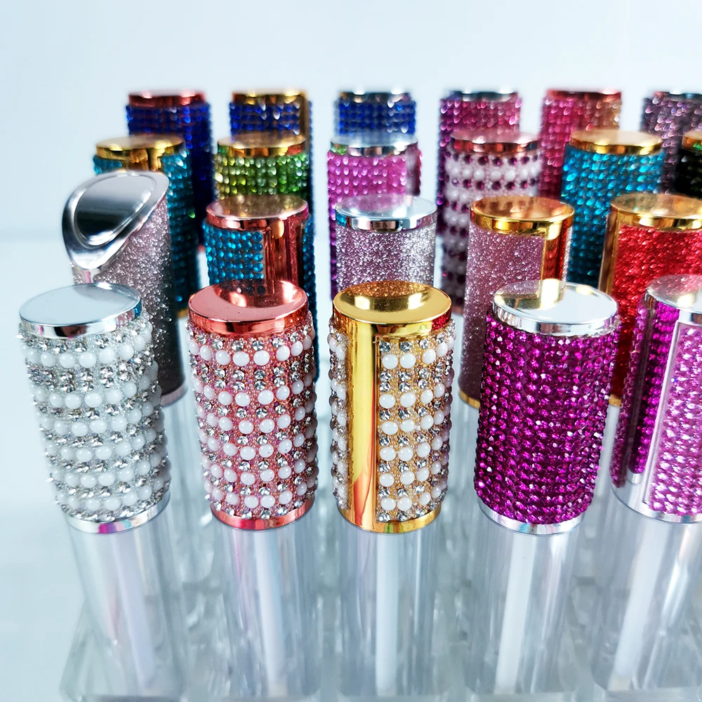 Wholesale Empty Black Cap Transparent square Lip Gloss Tube Container with Black Neck