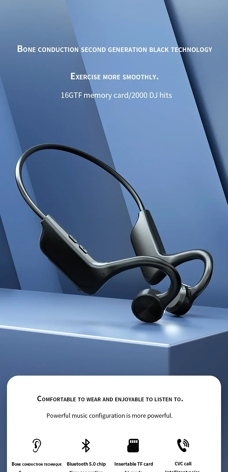 Hotsale In-Ear Wireless for 5.3 Headset with LED Display JL Chipset Memory Card Slot-Sport Ear Design ANC IPX5 Waterproof