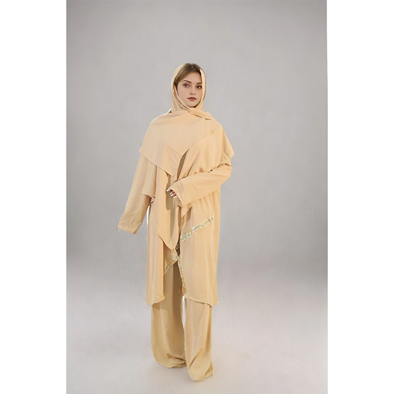 Comfortable Muslimah Outfit 2 Piece Set | Spring Autumn Long Sleeve Top and Wide Leg Pants | Casual Women Wear