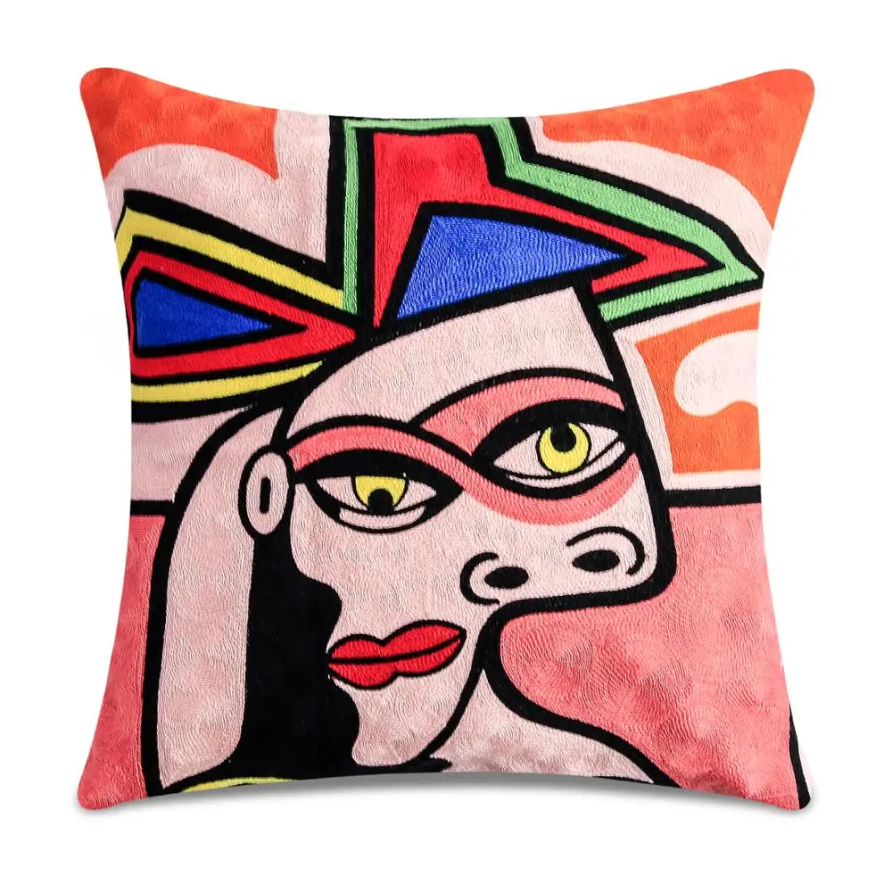 Custom Picasso Abstract Throw Pillows Cushion Cover Home Decorative Sofa Seat Embroidery Cushion Cover