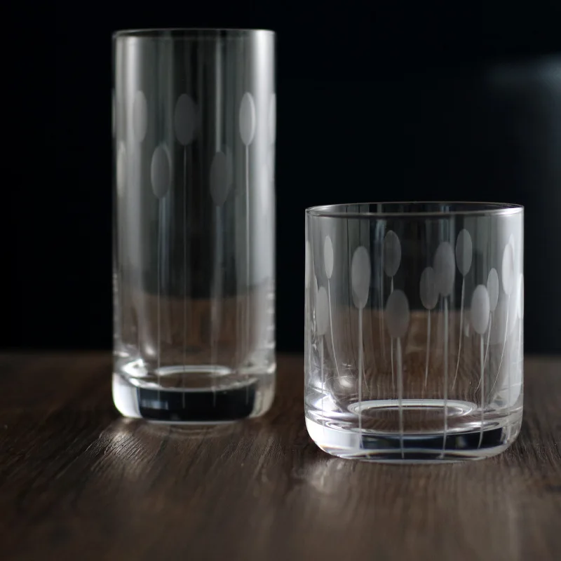 good design crystal handmade engraved clear glass cup for
