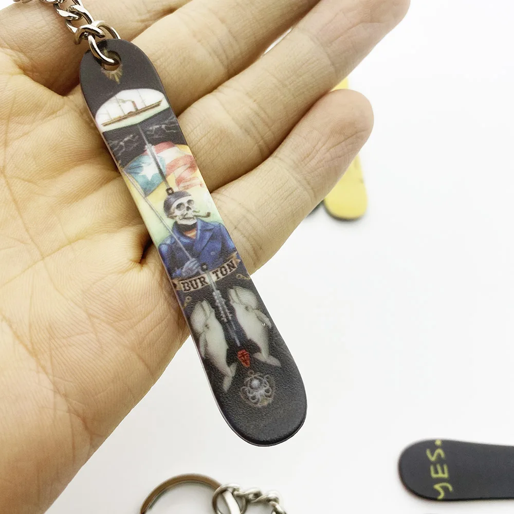 Custom Personalized Copy Printing Plastic Colorful Mini Ski Board Snowboard Gift Keychain