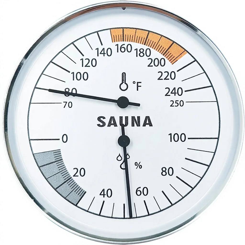 Sauna Thermometer Hygrometer Combo-Precise Temperature Humidity Gauge for Sauna Rooms No Batteries Required 70-250℉