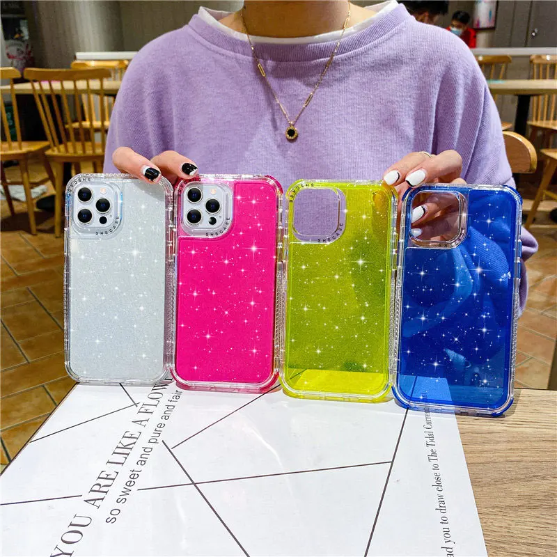 Shining Glitter Shockproof Bumper Phone Case For iPhone 14 Plus 13 Pro Max 12 Mini 11 Pro XS Max 7 8 Plus Transparent Soft Cover factory