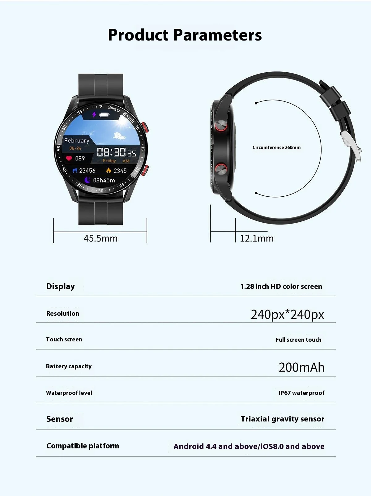 Smart Watch Business BT Call Answering Fitness Tracker IOS Waterproof
