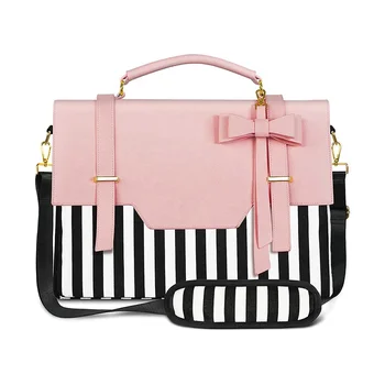 2022 Stylish Fashion Lady Pink Laptop Bag With Luggage Strap Business RFID Pocket Women Laptop Briefcase