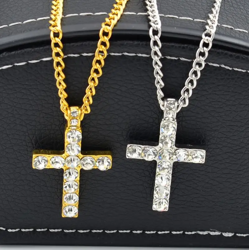 Alloy Gold Color Cross Pendant Necklace 