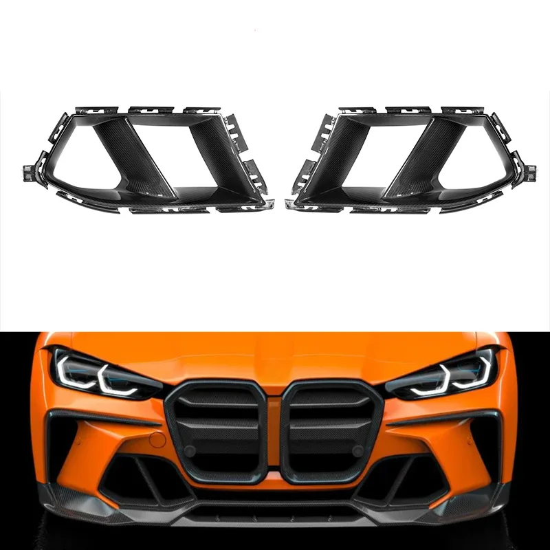 2PCS Dry Carbon Fiber Front Bumper Air Vent Splitter Cover Trim Side Outlet Grill for BMW M3 G80 M4 G82 csl 2022