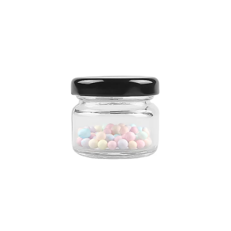 Mini Sample Size 29gr 20ml 30ml 35gram Empty Glass Pot Jar with 43mm Metal Lid for Honey Jam Jelly Cake Sugar Storage