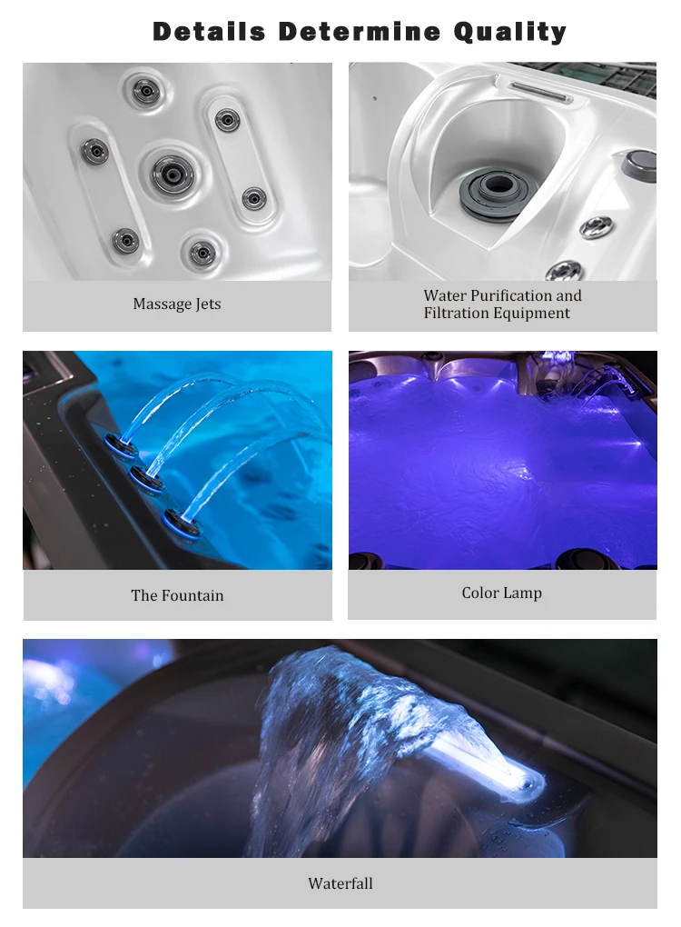 Outdoor Portable 5 Person Hot Tub with 3KW Heater and Aristech Acrylic Whirlpool Spa Tub