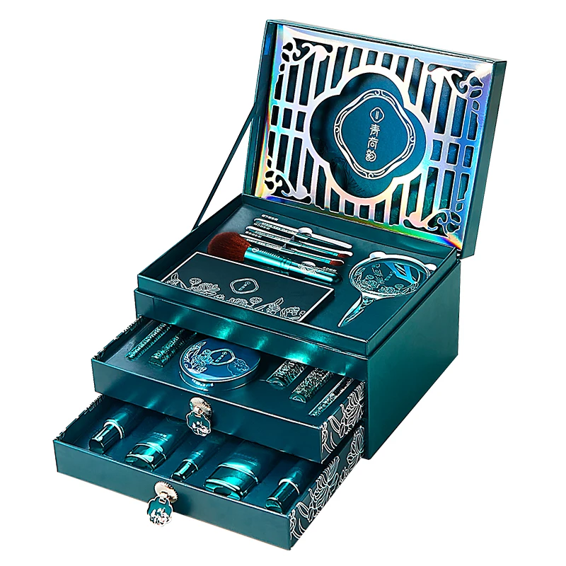 All In One Natural Environmental Lotus Makeup Set Box Essential For