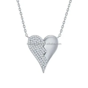 Big two hearts together 925 sterling silver necklace for Valentine's Day