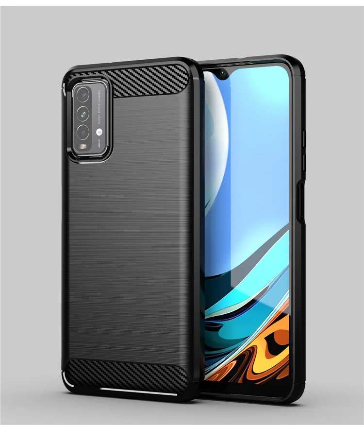 top减价经典时尚设计软tpu碳纤维拉丝防震手机后盖小米redmi 9t
