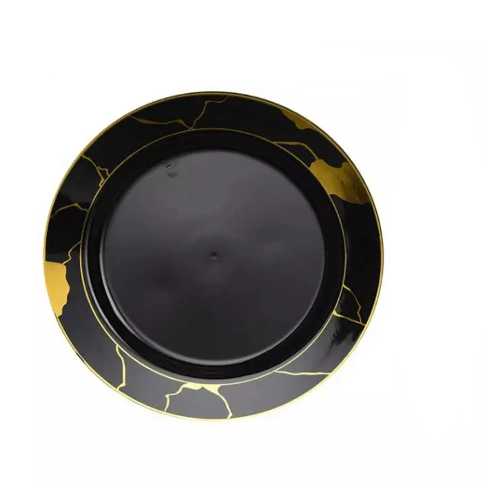 Black And Gold Plates Plastic Dinnerware Sets Plates With Plastic
