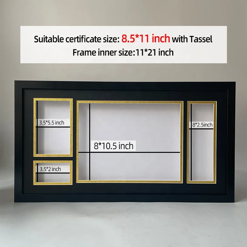 8x11'' Black Certificate Frames With Mat High Definition Glass Diploma ...