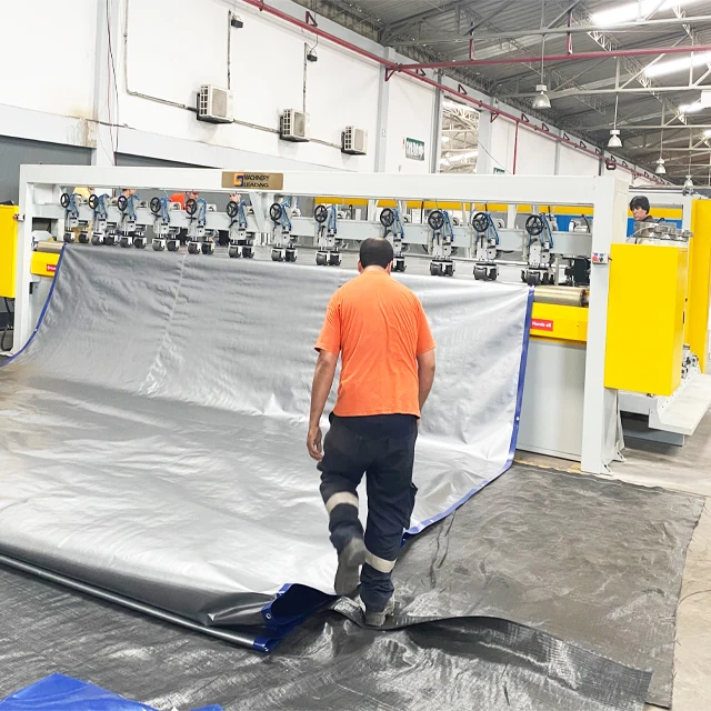 Tarpaulin Welding Machine Full Automatic PE Tarpaulin Production Line Automated Mandap Sheds Grommet Riveting Machine