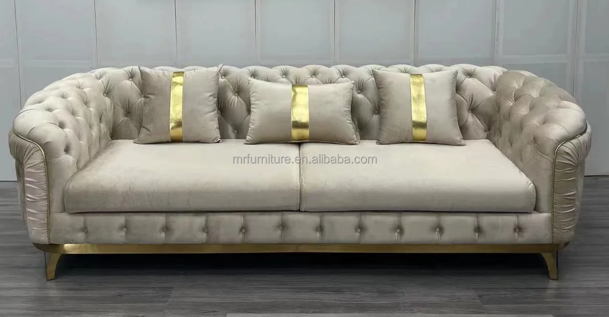Luxury High Quality Living Room Lounge Sofa Gold Stainless Steel 23