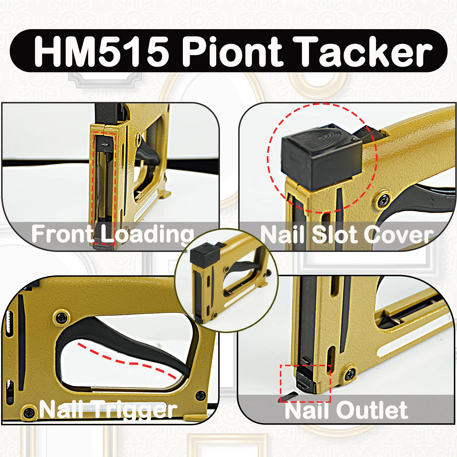 HM515 Manual Point Driver-Lightweight Framing Tool with 1000PCS 15mm (5/8")-Handheld Flex Point Tacker for Picture Framing