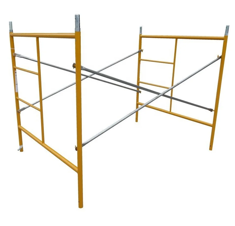Walk Through Scaffold Frame Weld Arch Steel Painting a Frame Q235 Tubular Steel Ladder Frame Scaffolding