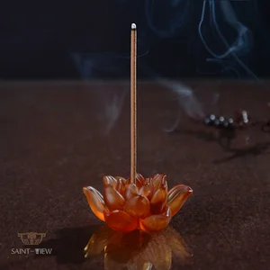 Crystal Glass Wholesale Colored Glaze Liuli Mini Lotus Incense Stick burner Tourism Souvenir