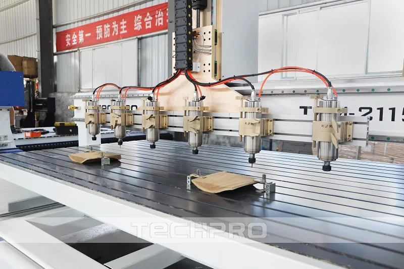 Factory Directly Sale Multi Head 6 Spindle 4 Axis CNC Router Cutting Machine With Rotary Device for Wood Furniture