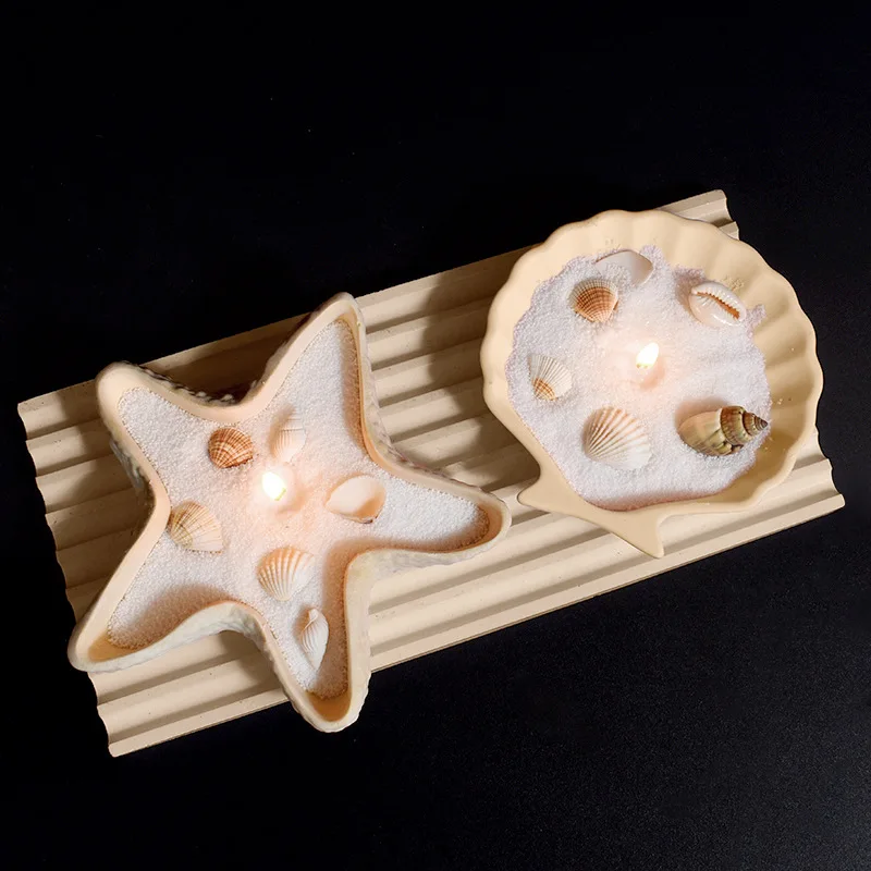 Shell for Starfish Storage Box Mold Conch Candle Cup Gypsum Ornament Shell for Starfish Shaped Dish Non-Stick Silicone Mold manufacture
