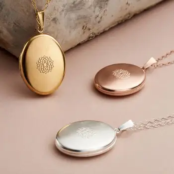 Oval Locket Necklace Bijoux Accessories Photo Frame Locket Pendant Necklace Jewellery for Couples Mothers Day Wholesale Gifts