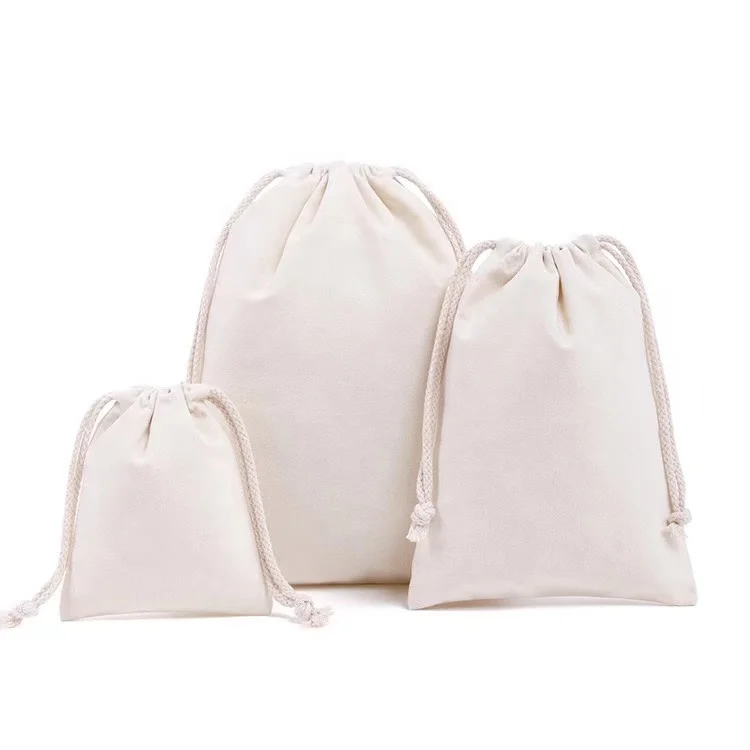 Huahao Beige Recycle Organic Cotton Canvas Fabric Drawstring Dust Bag ...