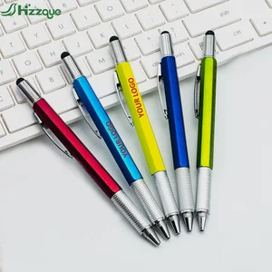 Wholesale Luxury 6-in-1 Multifunctional Metal Ballpoint Pen Custom Logo 1.0mm Writing Orange Feather Sports Style Gift