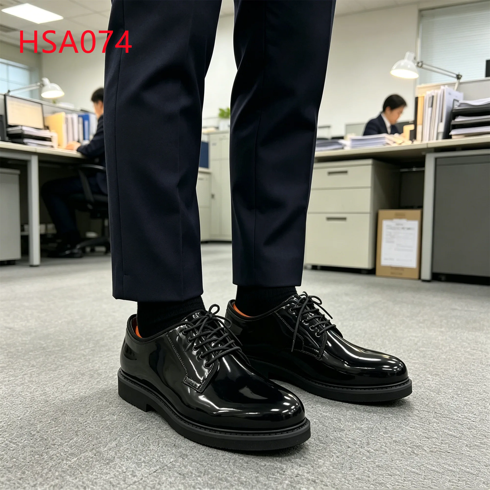 XYM,Nigeria Anti-wrinkle Glossy/matte Cow Leather Office Shoes High Waterproof Platform Design Hua Singh Uniform Shoes HSA074