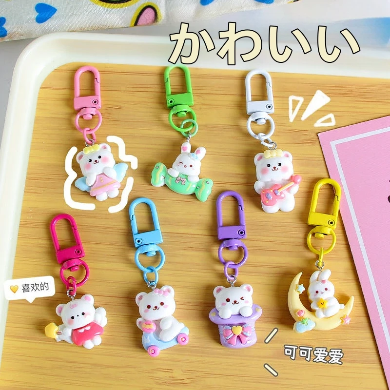ウサギA　レジンヘアゴム　ペンダント　キーホルダー　クリア　夏彩花 086dad022937af972629a953bfedc0