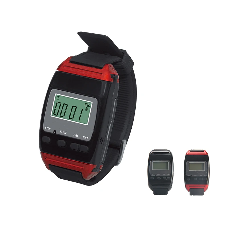 10pcs Table Call Transmitter With Waiter Wrist Watch Pager Display Panel Receiver Cafe Waiter Call System