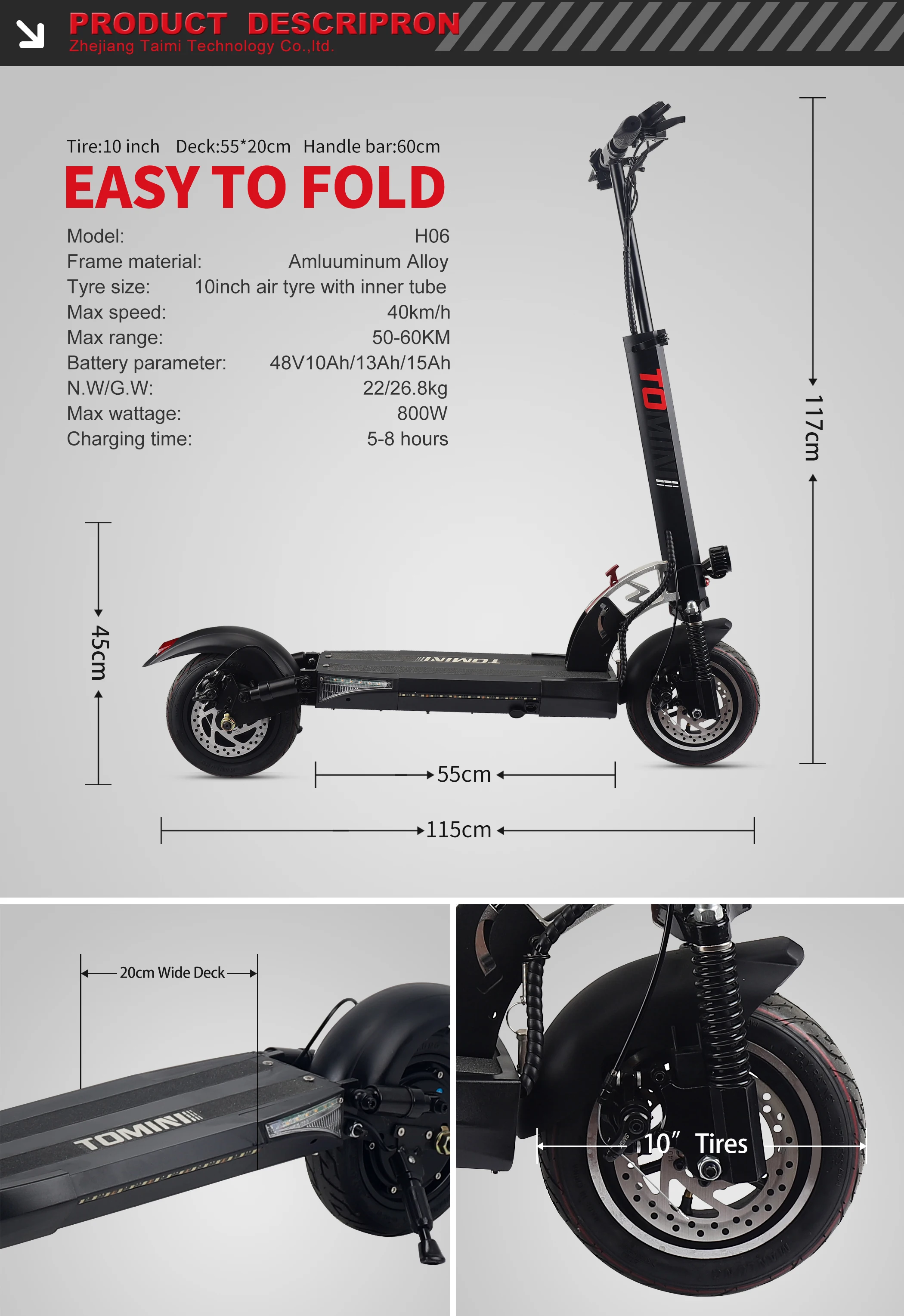 2023 Tomini H06c Folding Electric Scooter 10