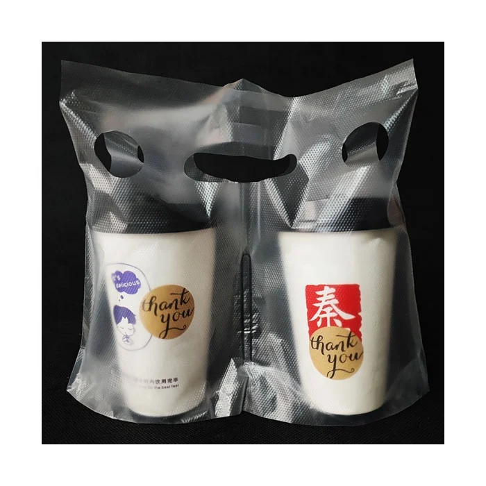 Clear Handle Drink Cup Plastic Bags, Drink Carrier Packaging Bags for  Coffee/Juice/Tea, Portable Car…See more Clear Handle Drink Cup Plastic  Bags