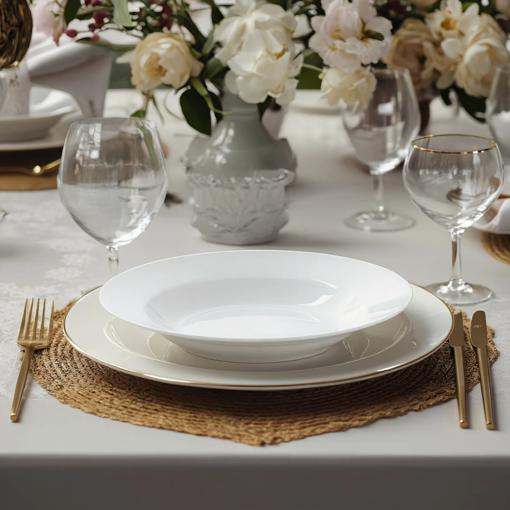 Custom Fine Bone China Deep Pasta Dishes Plate,White Spaghetti Soup Plate for Wedding Dinner Party