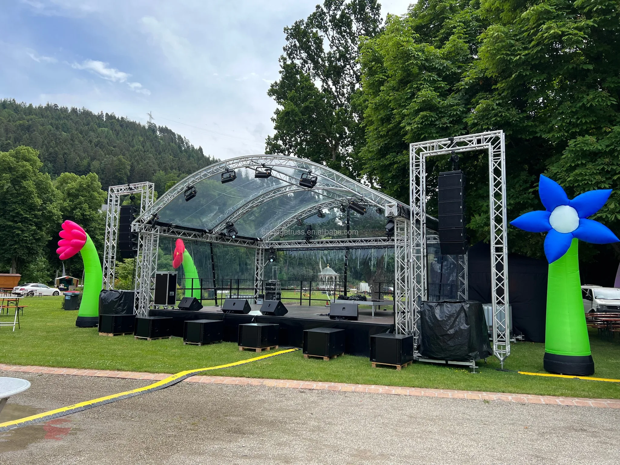 product curved truss aluminum outdoor event truss system with performance stage truss display for hanging speakers-2